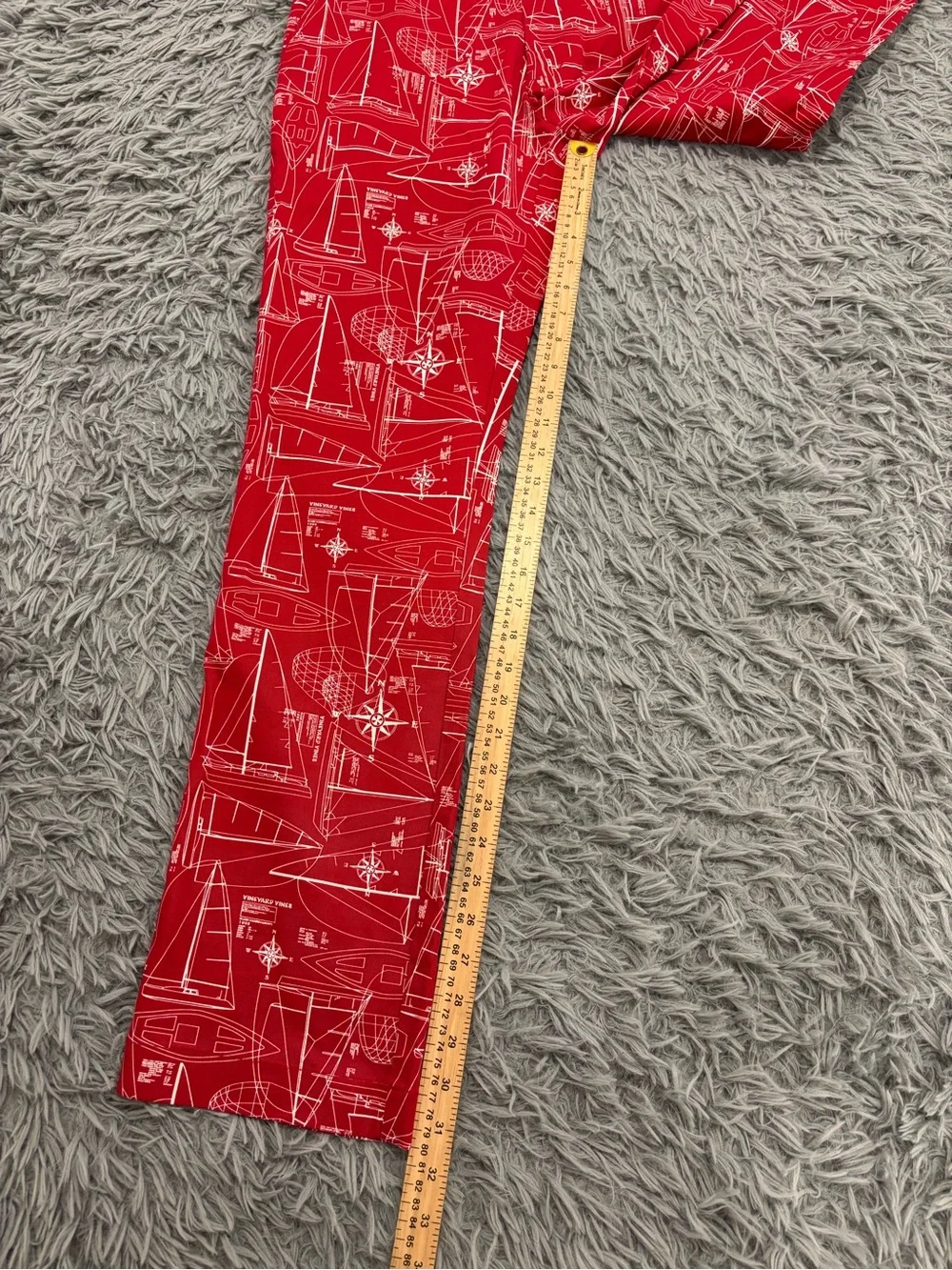 Vineyard Vines Men Red White Nautical Boat Print Breaker Pants 30X32 Preppy Golf